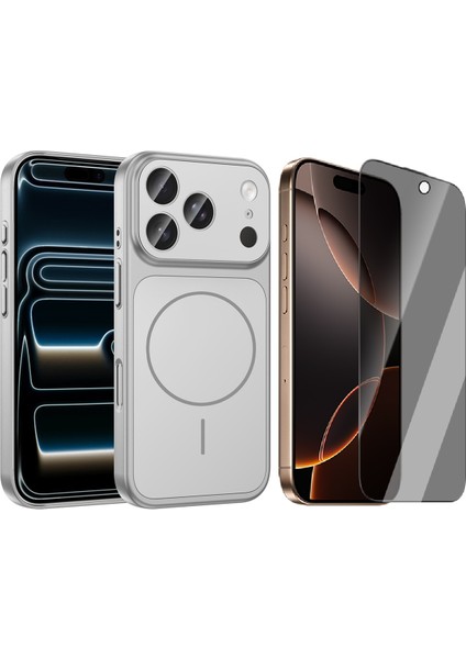 iPhone 17 Pro Max Kılıf Zore M-Safe Şarj Özellikli Kamera Korumalı Formen Kapak + Hayalet Ekran Koruyucu