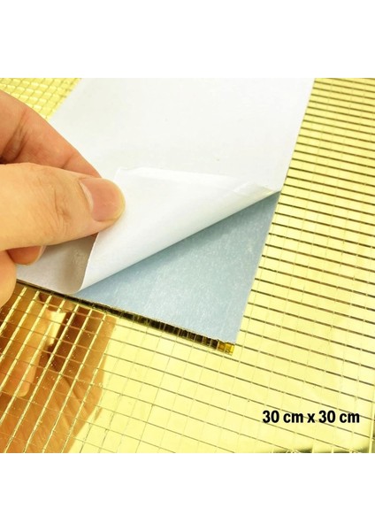 Kare Gold Cam Mozaik Fayans Çıkartmaları El Işi Kare Cam Fayans Kendinden Yapışkanlı Aynalı Dekor Panel 30X30 cm (5047) indirimleri
