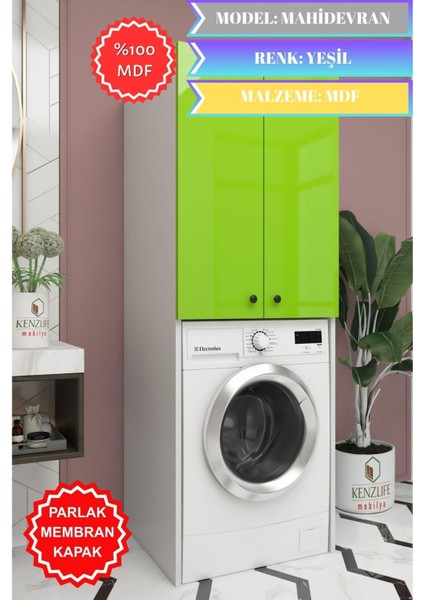 Kenzlife Membran Çamaşır-Kurutma-Bulaşık Makinesi Dolabı Mahidevran Yşlbyz Düz 180*70*60 Mebran Kapak Mdf Gövde