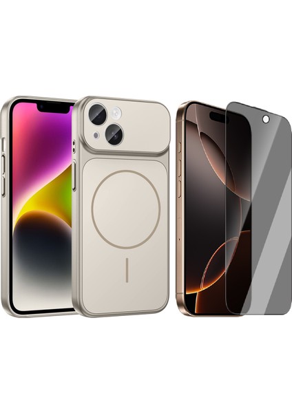 iPhone 13 Kılıf Zore M-Safe Şarj Özellikli Kamera Korumalı Formen Kapak + Hayalet Ekran Koruyucu