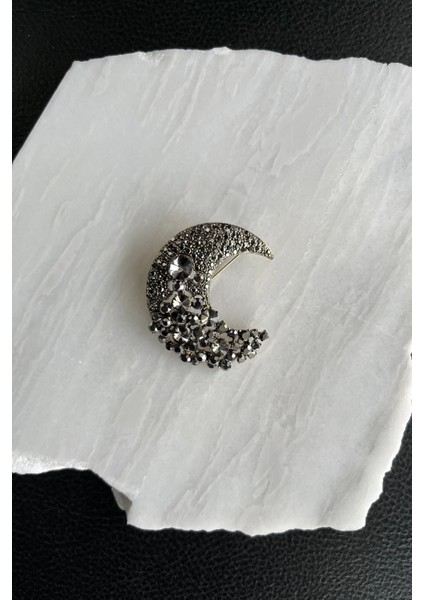 Taş Işlemeli Ay Tasarım Broş modelleri