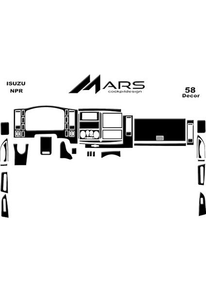 Isuzu Npr Serisi Konsol-Torpido Kaplama 2009 58 Parça Piano Black