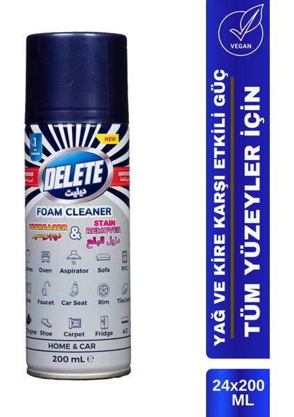 Çok Amaçlı Yağ Kir Leke Çözücü Ayakkabı Temizleyici Genel Temizleyici Köpük 200 ml (24'lü Paket)