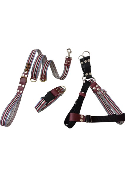 Köpek göğüs tasması gezdirme kayışı boyun tasmalı set orta ve büyük ırk ölçü:50-90cm kayış:130cm tasma:30-50cm Tb6-8