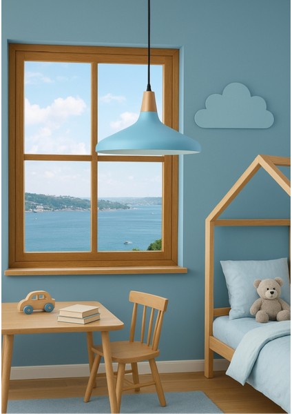 Tekli Metal Sarkıt Avize Bebe Mavisi Erkek Çocuk Odası Çalışma Odası Masaüstü fiyatları