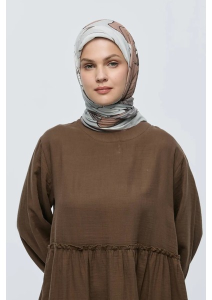 Şakayık Desen Bambu Eşarp - Taş-Vizon