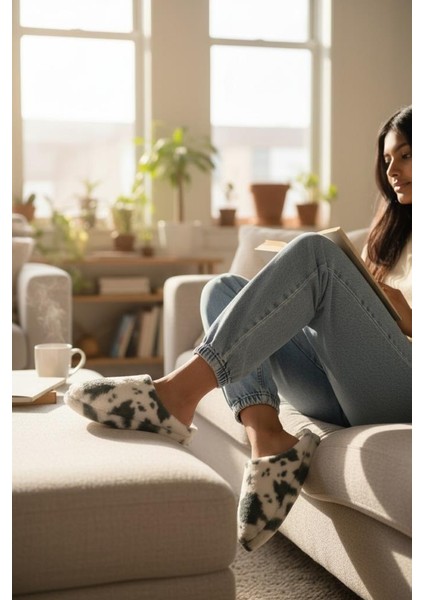 Kadın Tüylü Pofuduk Ev Terliği Ses Yapmayan Yumuşak Rahat Kauçuk Taban Içi Yünlü Kışlık Terlik fırsatları