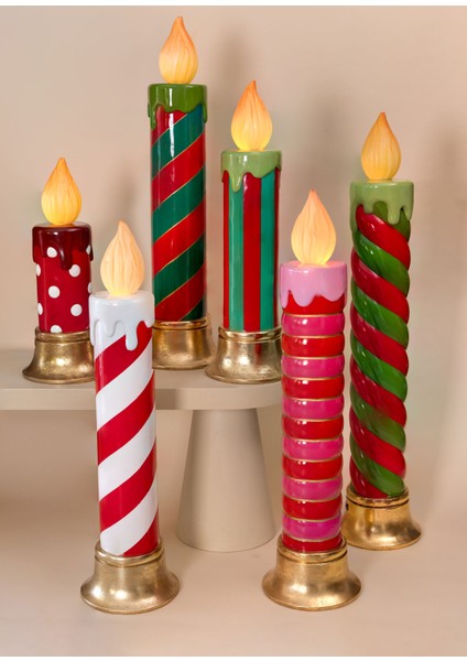 Yılbaşı Mumu LED Işıklı Şeker Çubuğu Kırmızı Beyaz 90 cm fırsatları