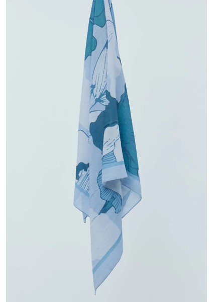 Şakayık Desen Bambu Eşarp - Buz Mavisi modelleri