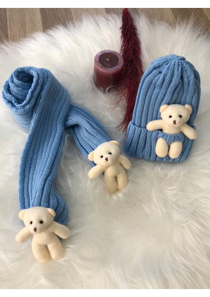 Kız Çocuk Ayıcıklı Atkı Bere Takımı 4/14 yaş