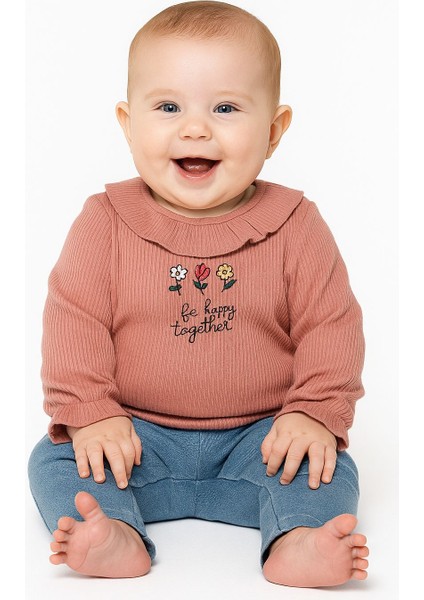 Tuembaby %100 Pamuk Uzun Kollu Alt Beli Lastikli Kız Bebek Alt-Üst Takım