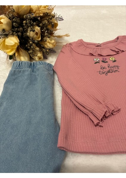 Tuembaby %100 Pamuk Uzun Kollu Alt Beli Lastikli Kız Bebek Alt-Üst Takım fırsatları