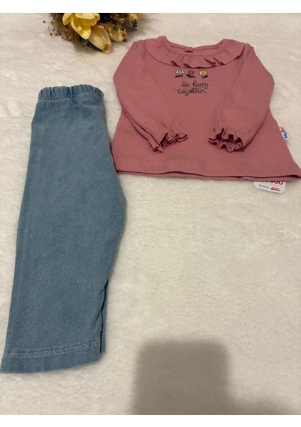 Tuembaby %100 Pamuk Uzun Kollu Alt Beli Lastikli Kız Bebek Alt-Üst Takım
