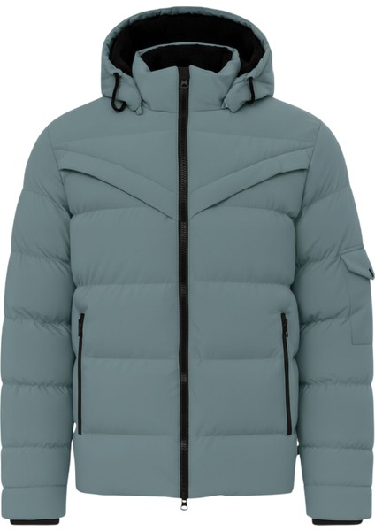 Erkek Su Yeşili Erkek Outdoor Su Geçirmez Kapüşonlu Kışlık Kaban – Rüzgar ve Yağmura Dayanıklı Mont&kaban