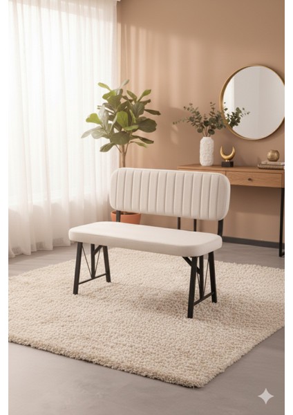 Elfin 70X110CM Sabit Bendir, Yemek Masası, Yemek Masası Takımı, 2 Krem Benchli fiyatları