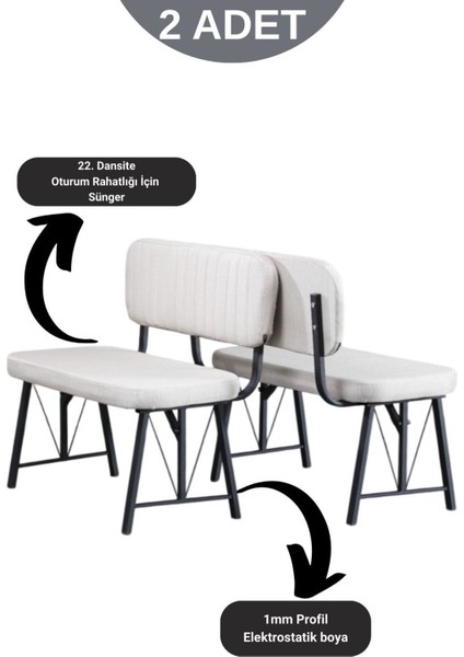 Elfin 70X110CM Sabit Bendir, Yemek Masası, Yemek Masası Takımı, 2 Krem Benchli modelleri