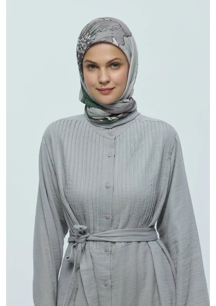 Şakayık Desen Bambu Eşarp - Taş