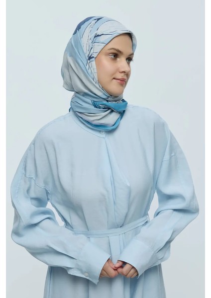 Şakayık Desen Bambu Eşarp - Mavi Gri fiyatları