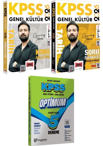 2026 Kpss Tarih Konu Anlatımı ve Soru Bankası (Günay Göktaş) - Lisans Optimum 5 Deneme