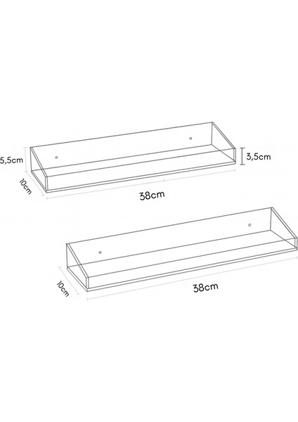 Şeffaf Duvar Rafı 2'li Şık ve Minimalist Tasarımlı Casapetra fırsatları