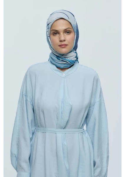 Şakayık Desen Bambu Eşarp - Mavi Gri modelleri