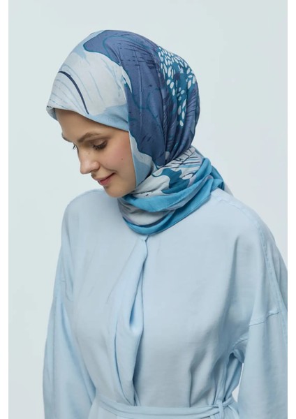 Şakayık Desen Bambu Eşarp - Mavi Gri fırsatları