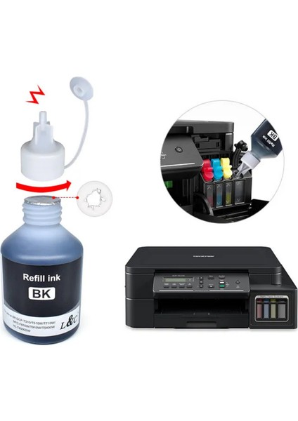 Brother DCP-T300 Yazıcı Uyumlu Muadil Mürekkep BT6000 BT5000 4 Renk Set fiyatları