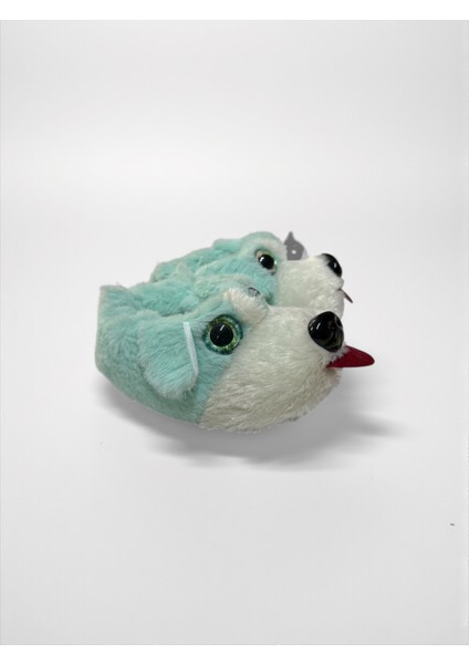 Köpek Figürlü Peluş Yumuşak Kaymaz Ses Yapmaz Tabanlı Sıcak Astarlı Turkuaz Kışlık Unisex Ev Pandufu fiyatları