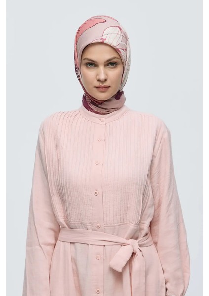 Şakayık Desen Bambu Eşarp - Somon