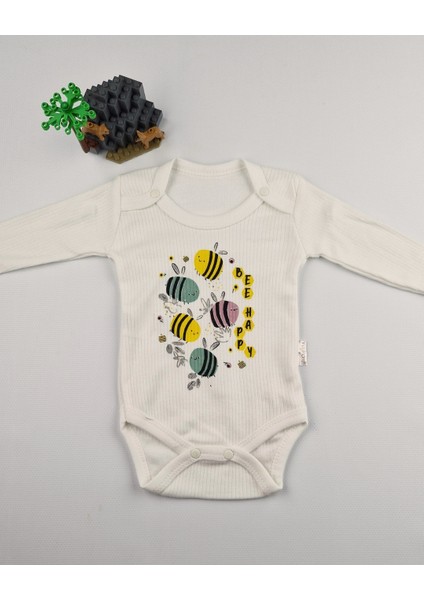 Bee Happy Pamuklu Arı Ayçiçeği Desenli Bebek Takımı - 0-9 Ay modelleri