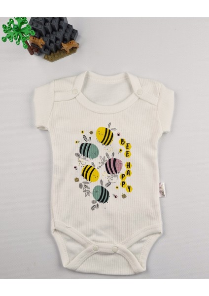 Bee Happy Pamuklu Arı Ayçiçeği Desenli Bebek Takımı - 0-9 Ay indirimleri