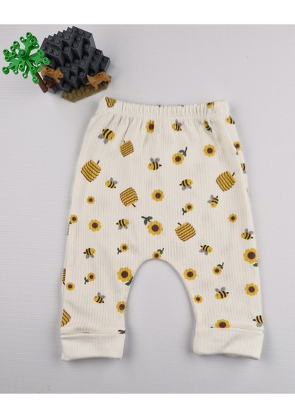 Bee Happy Pamuklu Arı Ayçiçeği Desenli Bebek Takımı - 0-9 Ay