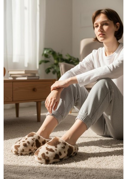Kadın Tüylü Pofuduk Ev Terliği Ses Yapmayan Yumuşak Rahat Kauçuk Taban Içi Yünlü Kışlık Terlik fiyatları