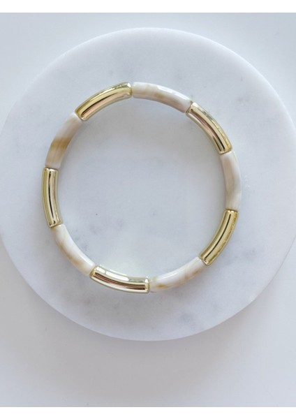 Renkli Kemik-Gold Ince Bileklik