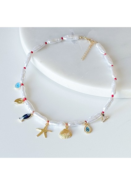 Istiridye Charm Boncuk Inci Kolye fiyatları
