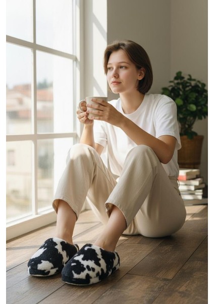 Kadın Tüylü Pofuduk Ev Terliği Ses Yapmayan Yumuşak Rahat Kauçuk Taban Içi Yünlü Kışlık Terlik fiyatları