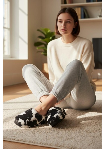 Kadın Tüylü Pofuduk Ev Terliği Ses Yapmayan Yumuşak Rahat Kauçuk Taban Içi Yünlü Kışlık Terlik fırsatları