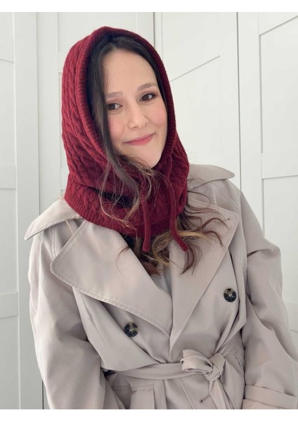 Örgü Desenli Bağcıklı Balaclava