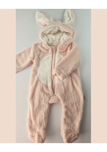Tavşan Kulaklı Pembe/mavi Welsoft Bebek Tulum – Kapüşonlu Kışlık 0-12 Ay