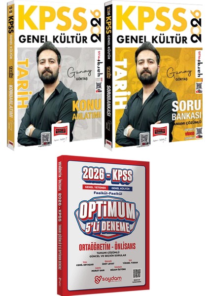 2026 Kpss Tarih Konu Anlatımı ve Soru Bankası (Günay Göktaş) - Optimum 5 Deneme