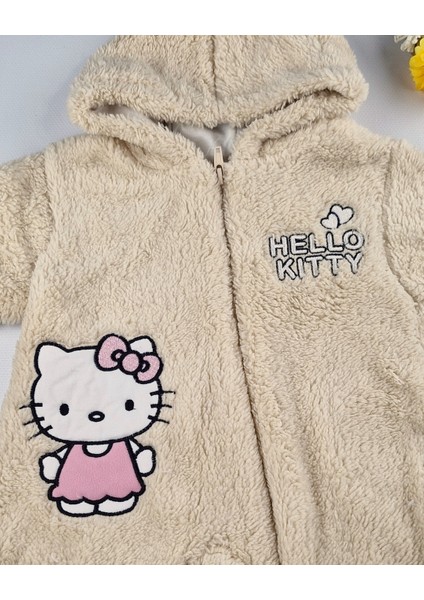 Hello Welsoft Pelüş Kız Bebek Tulum – Kapüşonlu ve Patikli - Pembe/bej - 0-12 Ay indirimleri