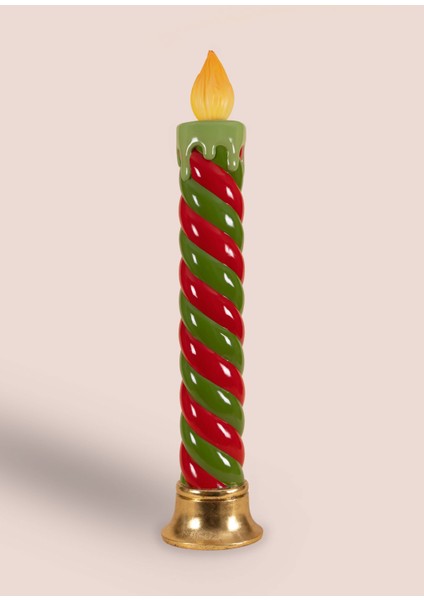 Yılbaşı Mumu LED Işıklı Spiralli Kırmızı Yeşil 113 cm