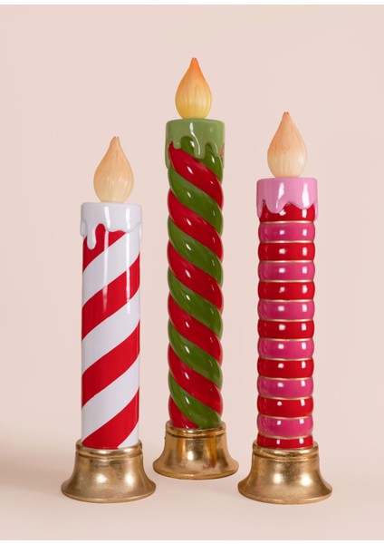 Yılbaşı Mumu LED Işıklı Spiralli Kırmızı Yeşil 113 cm fiyatları