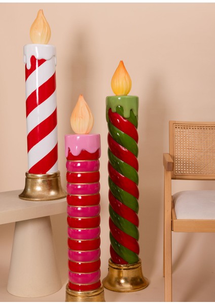 Yılbaşı Mumu LED Işıklı Spiralli Kırmızı Yeşil 113 cm fırsatları
