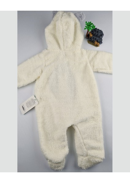 Ayıcık Welsoft Peluş Bebek Tulum – Kapüşonlu, Fermuarlı, Kapalı Ayaklı Lila/krem 3-6-9 Ay fiyatları