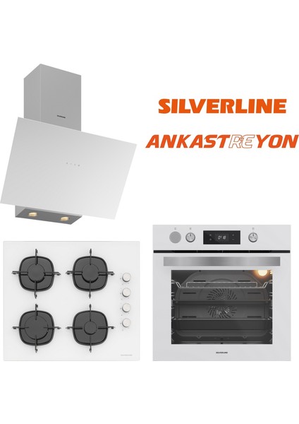 Beyaz Cam Ankastre Set BO65P4W01-CS5700E6W01-3481 Flam Beyaz (Buhar ve Airfryer Özellikli Fırın)