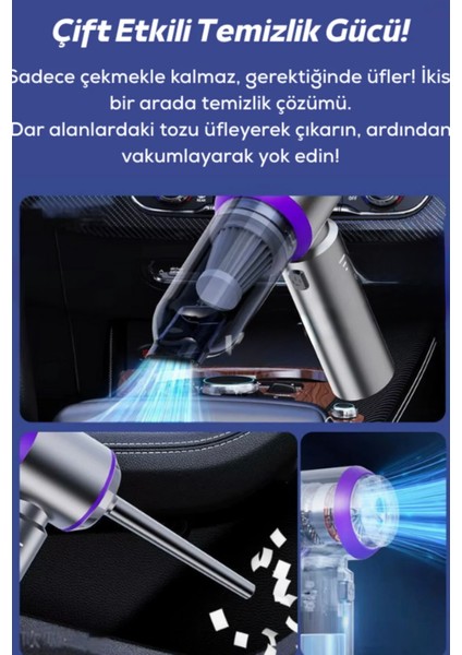 Profesyonel Taşınabilir Çok Amaçlı Şarjlı Araç Süpürgesi 8 In 1 Vakum&üfleme Ev,ofis,araç,pc