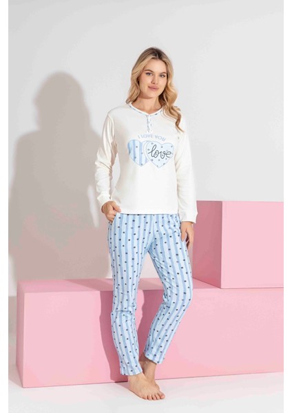Anne-Kız Kombin Yapılabilir Uzun Kollu Kalp Desenli Interlok Aile Bağı Pijama TAKIMI-3207 modelleri