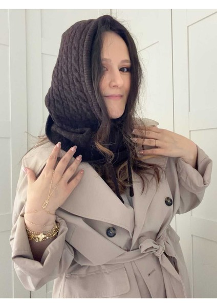 Örgü Desenli Bağcıklı Balaclava