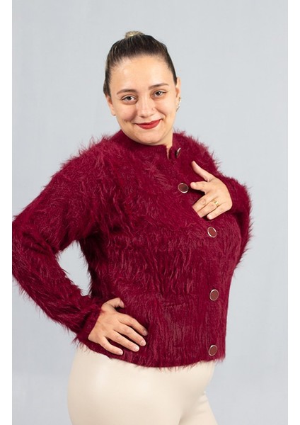 Bordo Sakallı Triko Hırka – Yumuşak Dokulu Kadın Hırka indirimleri